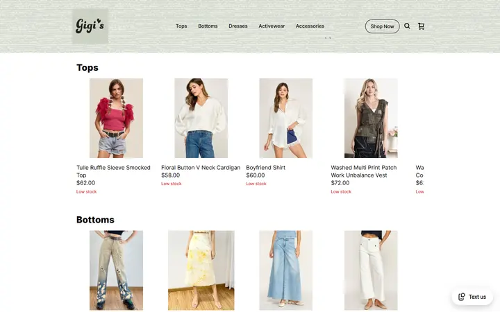 Website page titled Slide Shows | Gigi's Boutique