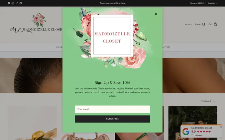 Website page titled Elevate Your Style with Our Latest Accessories Collections – Madmoizelle Closet
