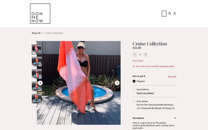 Website page titled Cruise Collection | DONMENOW