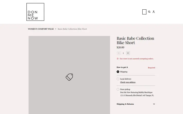 Website page titled Basic Babe Collection Bike Short | DONMENOW