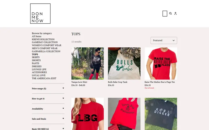 Website page titled TOPS | DONMENOW