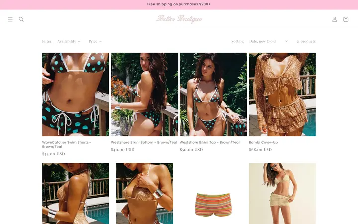 Website page titled swim – BUTTER