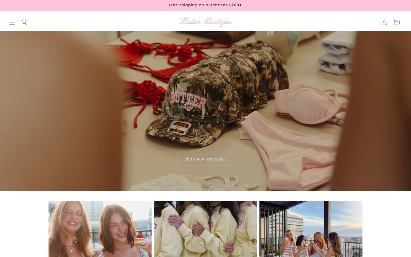 Viewport capture of Butter Boutique website