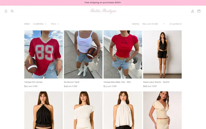 Website page titled New Arrivals – BUTTER