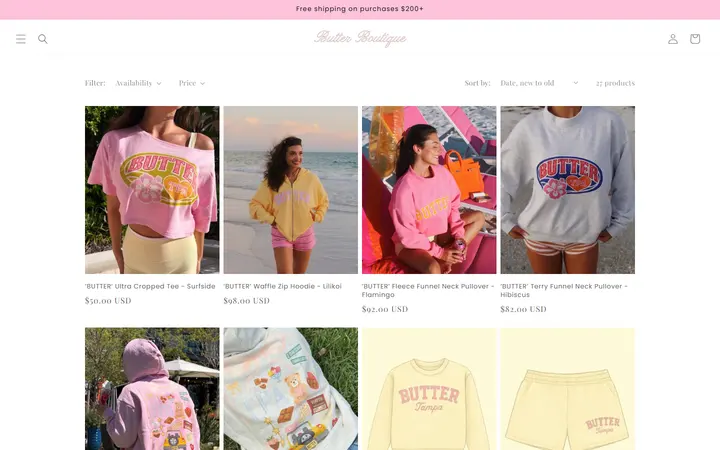 Website page titled BUTTER The Label