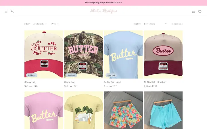 Website page titled Mens – BUTTER
