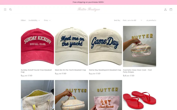 Website page titled Accessories – BUTTER