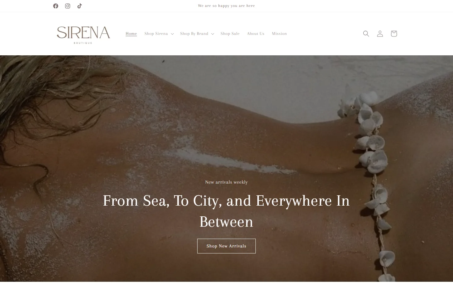 Viewport capture of Sirena Boutique website