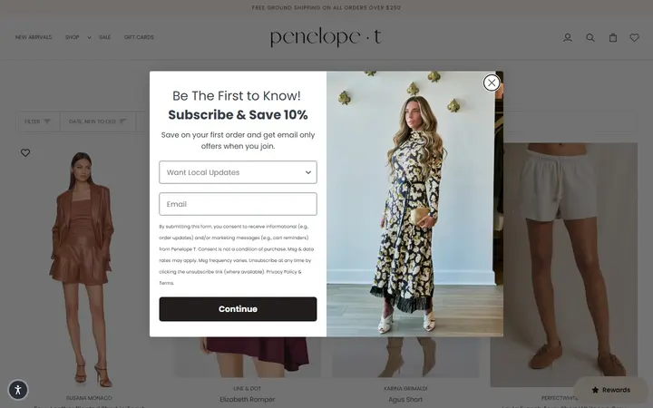 Website page titled SHORTS – Penelope T
