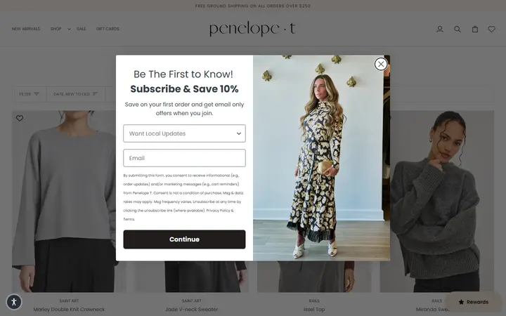 Website page titled TOPS – Penelope T