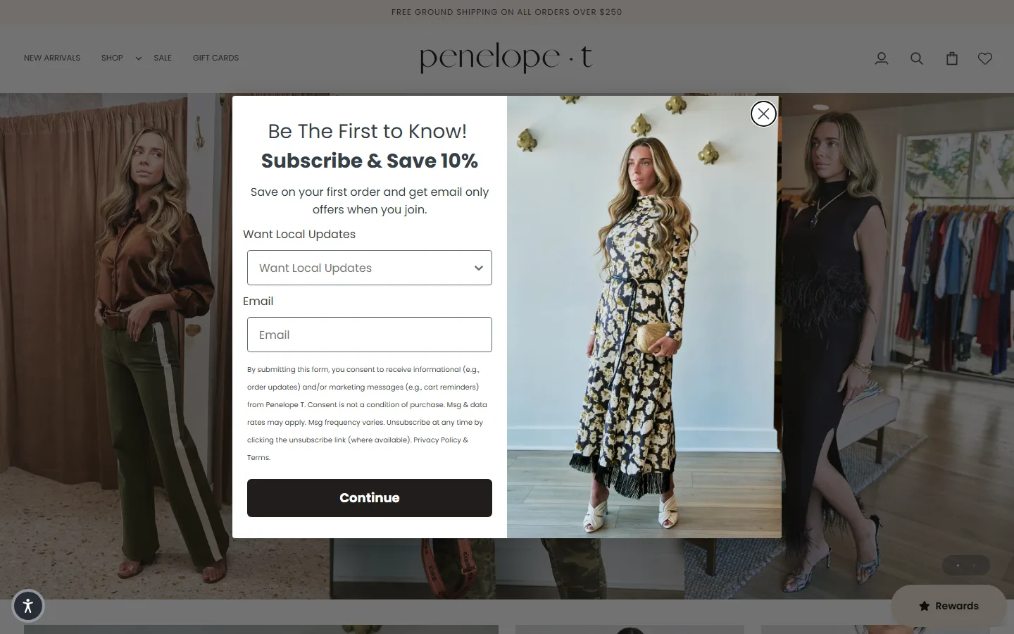 Viewport capture of Penelope T website