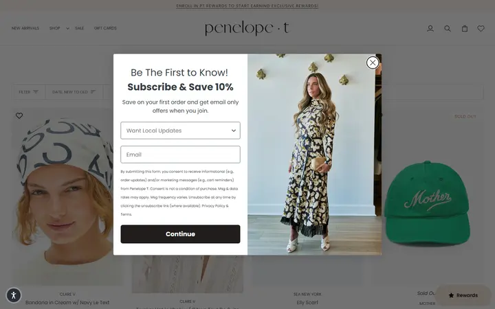 Website page titled HAIR ACCESSORIES – Penelope T