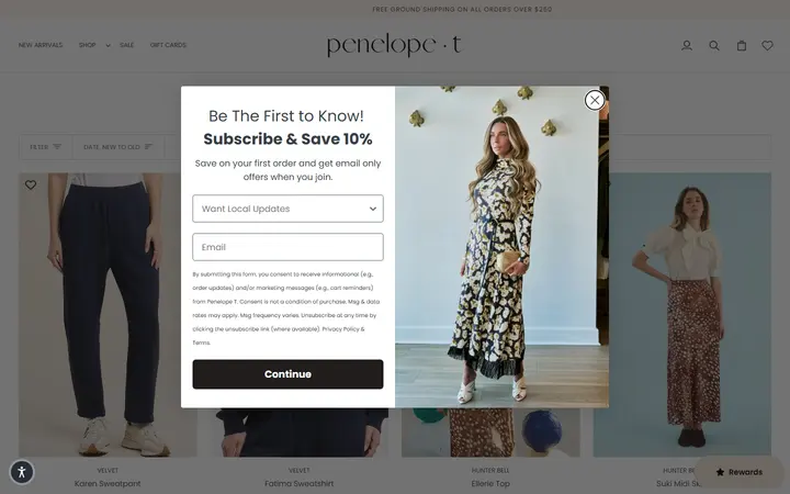 Website page titled Matching Sets – Penelope T