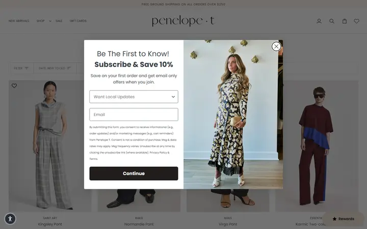 Website page titled PANTS – Penelope T