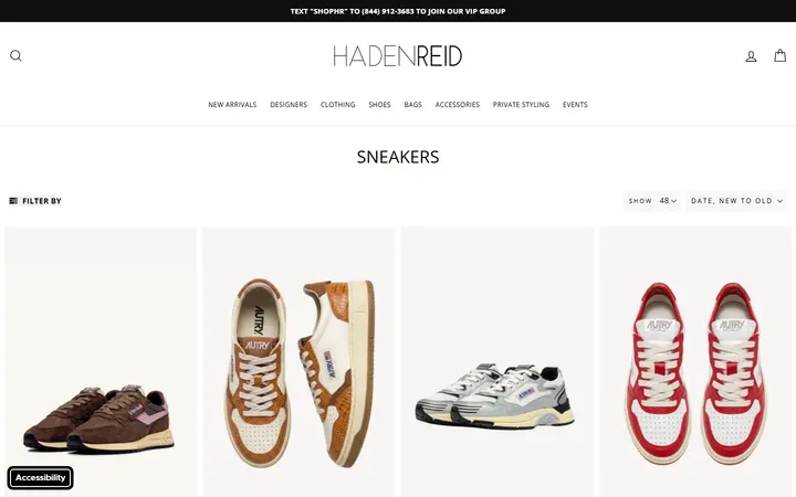 Website page titled Sneakers