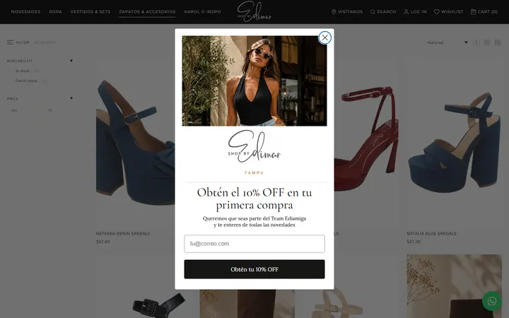 Website page titled SHOES – ShopByEdimarTampa