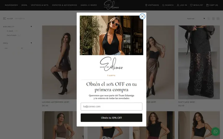 Website page titled SKIRT – ShopByEdimarTampa