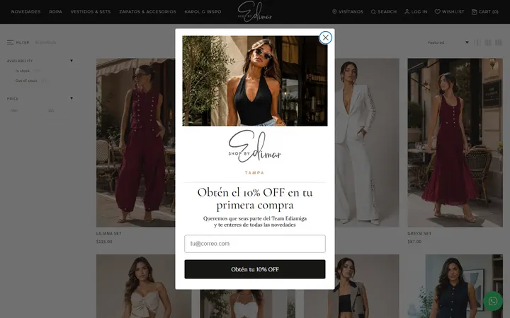 Website page titled SETS – ShopByEdimarTampa