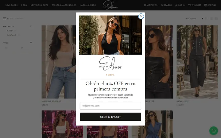 Website page titled new-in-store – ShopByEdimarTampa