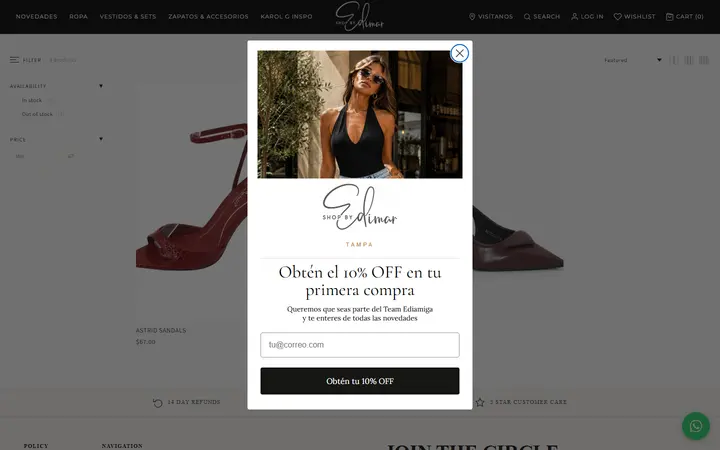 Website page titled HEELS & PUMPS – ShopByEdimarTampa