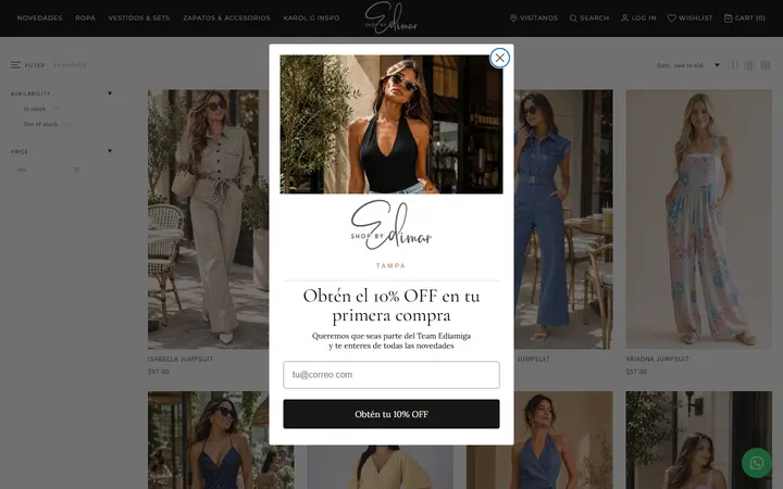 Website page titled JUMPSUIT – ShopByEdimarTampa