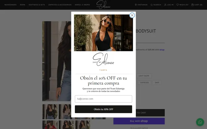 Website page titled MARIANNE BODYSUIT – ShopByEdimarTampa