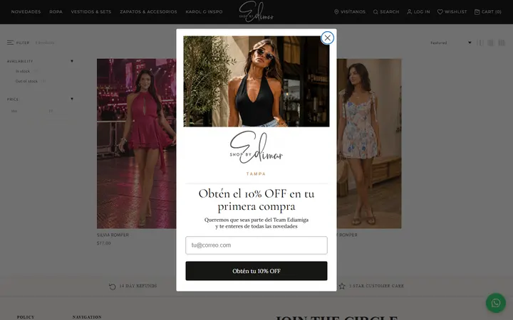 Website page titled ROMPERS – ShopByEdimarTampa