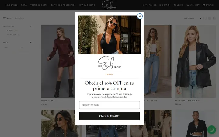 Website page titled JACKET – ShopByEdimarTampa