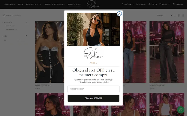 Website page titled Karol G Mood – ShopByEdimarTampa
