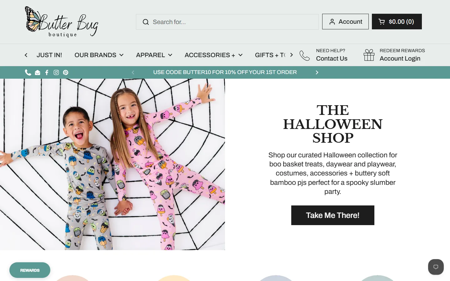 Viewport capture of Butter Bug Boutique website