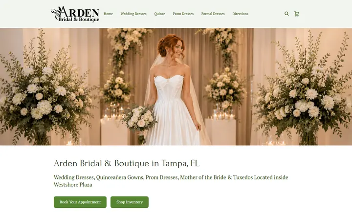 Preview of Arden Bridal & Boutique website
