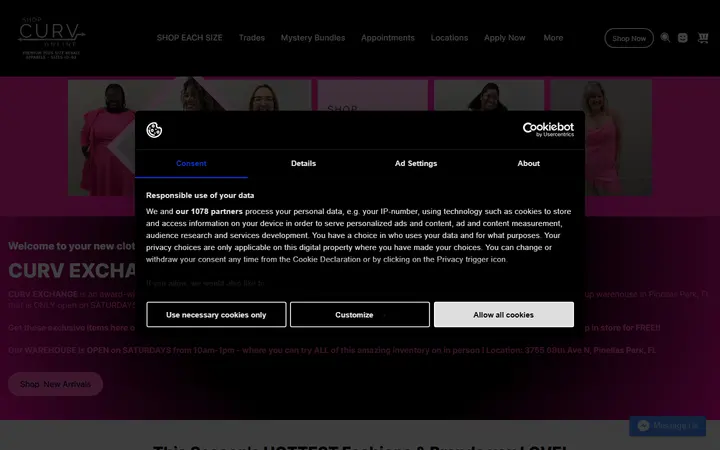 Preview of Curv Exchange PLUS-SIZE RESALE Boutique TAMPA N. Dale Mabry website