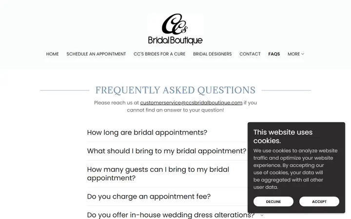 Website page titled FAQs