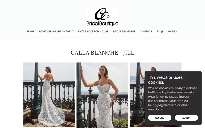 Website page titled Calla Blanche Jill