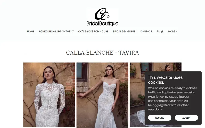 Website page titled Calla Blanche Tavira