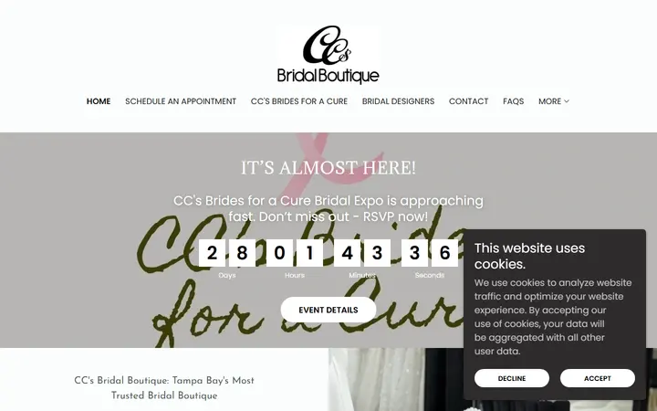Website page titled Home | CC's Bridal Boutique