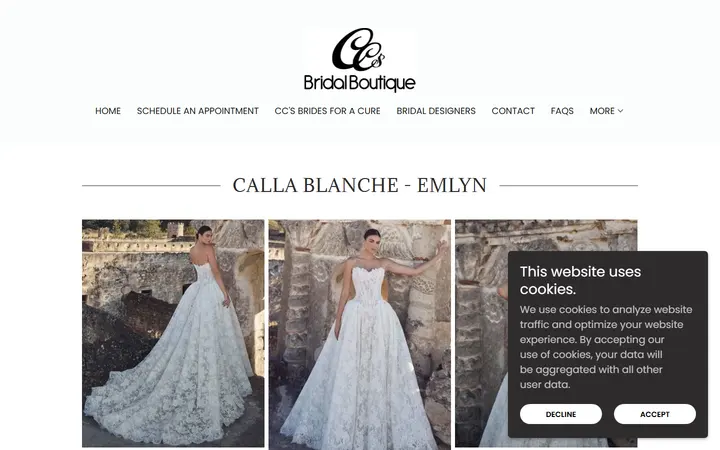 Website page titled Calla Blanche Emlyn