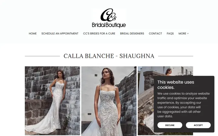 Website page titled Calla Blanche Shaughna