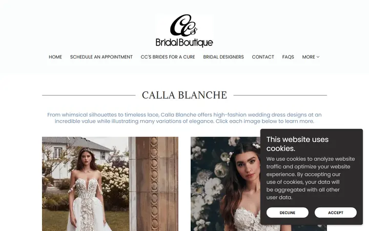 Website page titled Calla Blanche