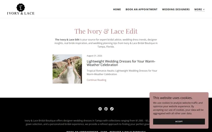 Preview of Ivory & Lace Bridal Boutique website