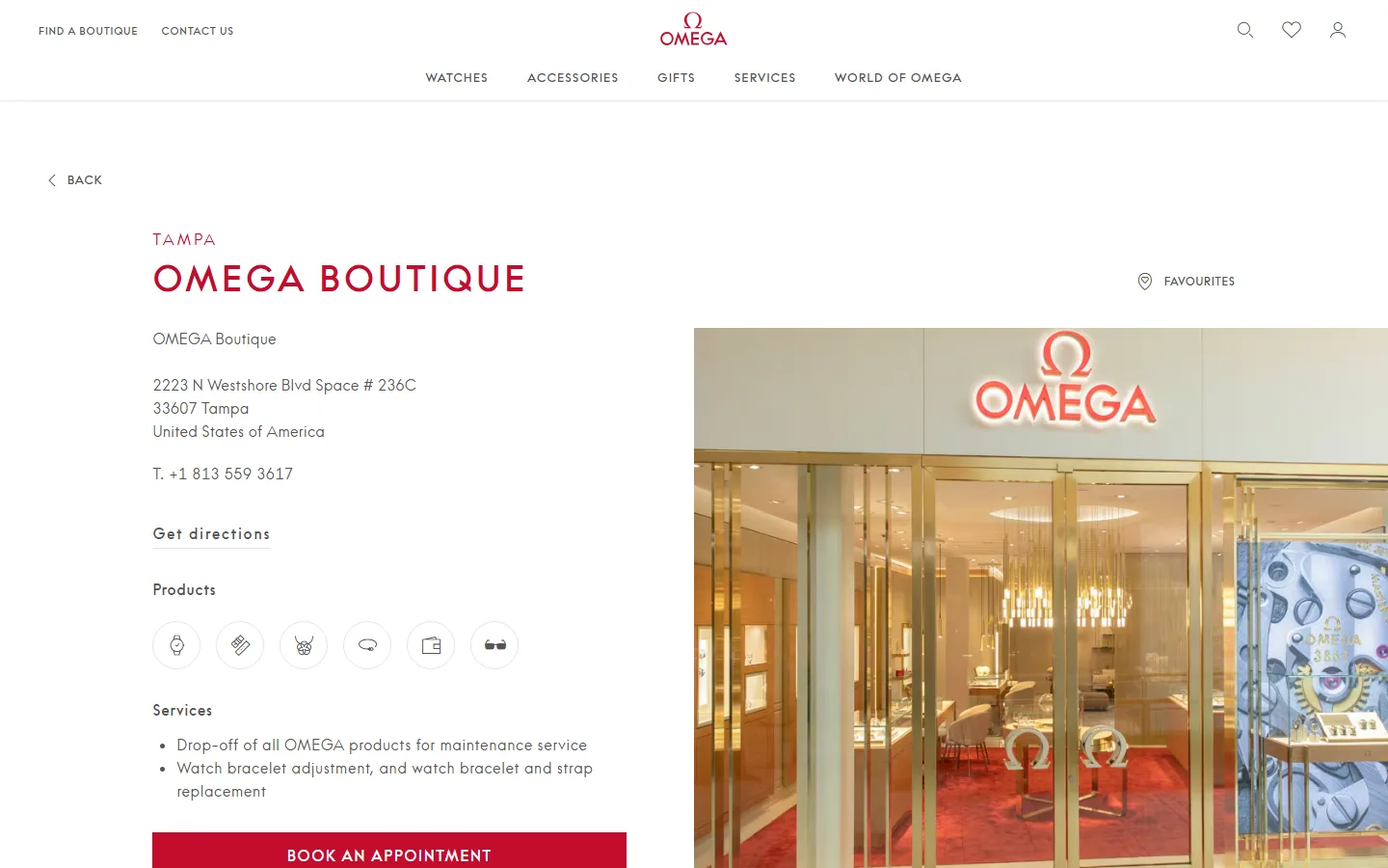 Viewport capture of Omega Boutique - Tampa website