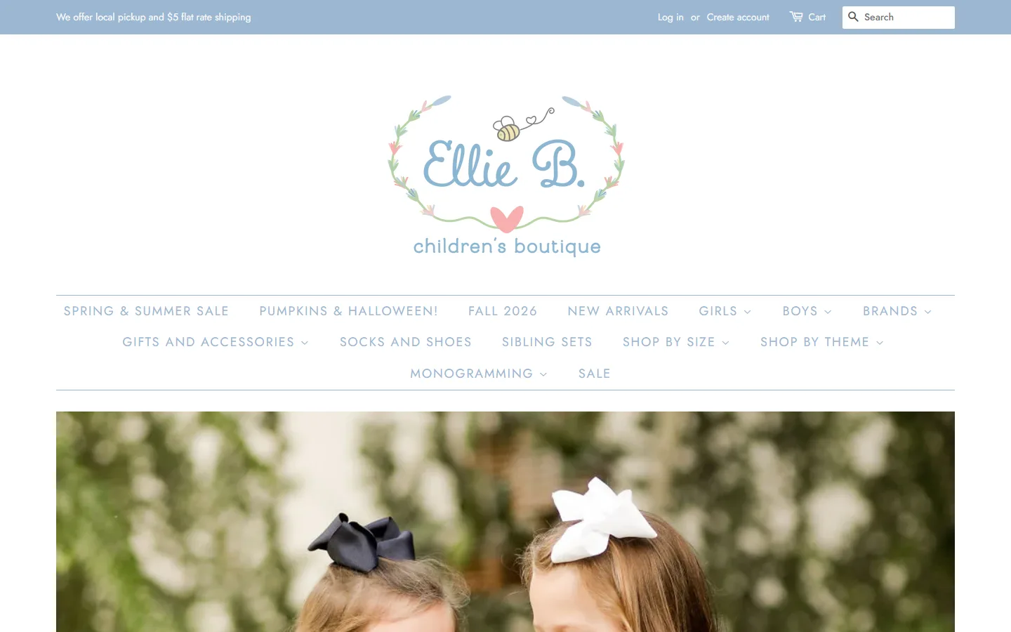 Viewport capture of Ellie B. Children's Boutique website