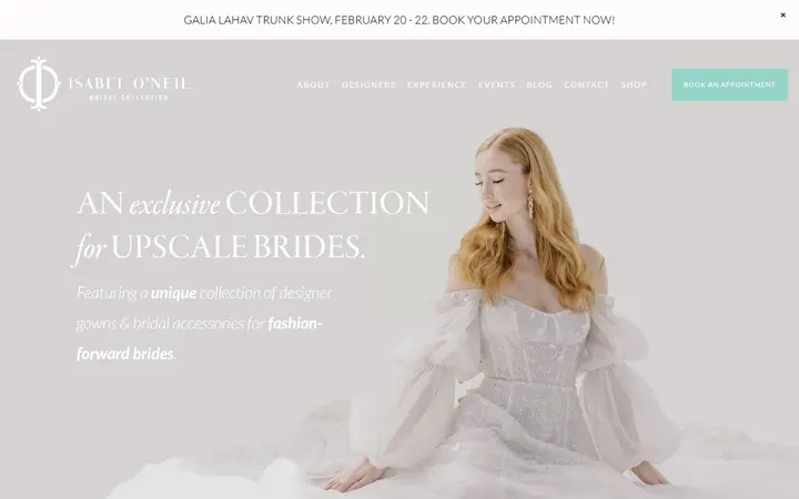 Preview of Isabel O'Neil Bridal Collection website