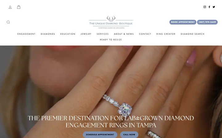 Preview of Unique Diamond Boutique website