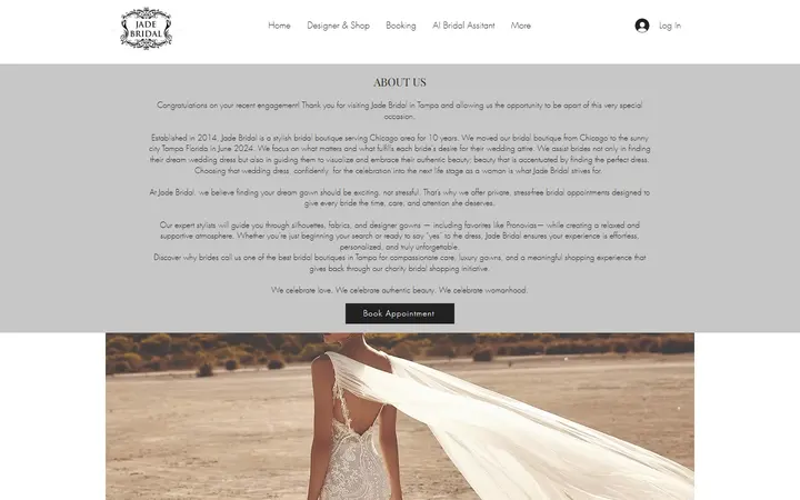 Website page titled Jade Bridal | Best bridal shop for overwhelmed brides in Tampa