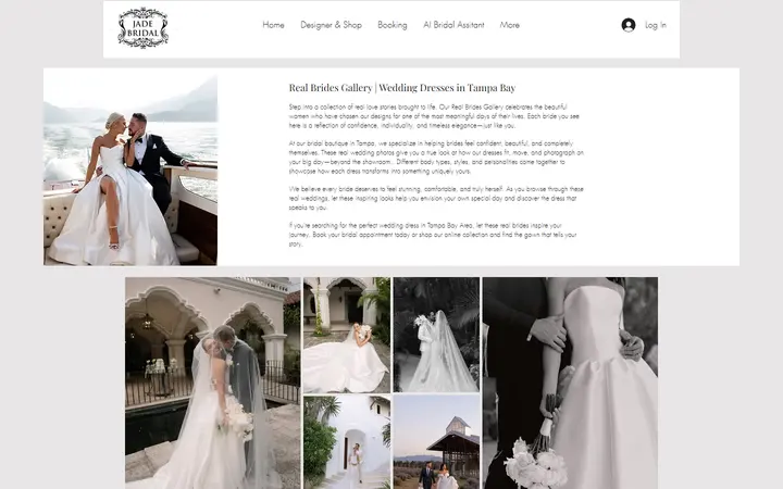 Website page titled Jade Bridal | Real Brides. Real Weddings. Real Bridal Moments