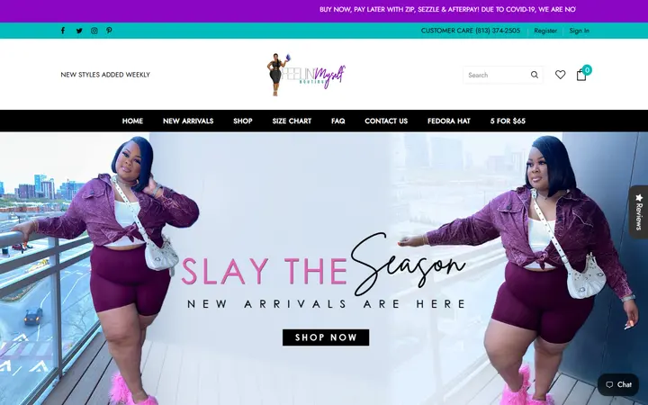 Preview of Feelin' Myself Boutique website