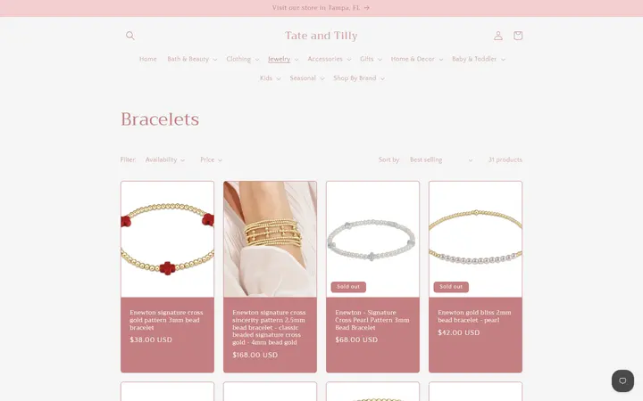 Website page titled Women Hand Bracelet Tampa, FL | Hand Bracelet For Ladies | Tate & Tilly