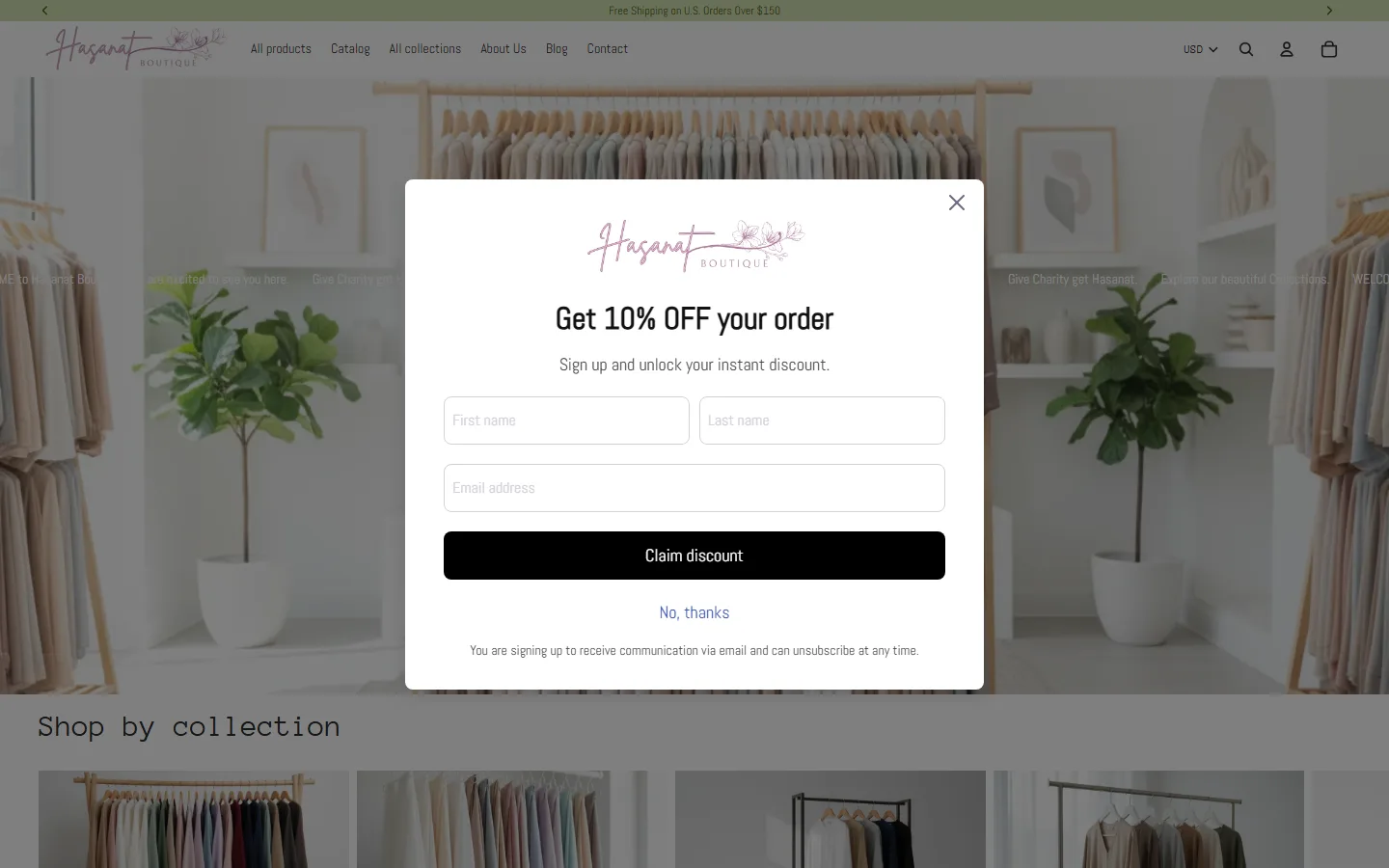 Viewport capture of Hasanat boutique and alterations website