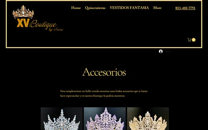 Website page titled Accesorios | Xv Boutique By Sicre